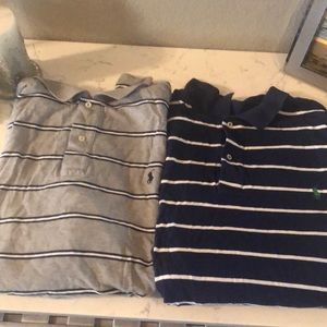 Two stripped Ralph Lauren shirts one grey one blue